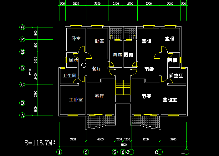 建筑设计住宅户形平面图分享
